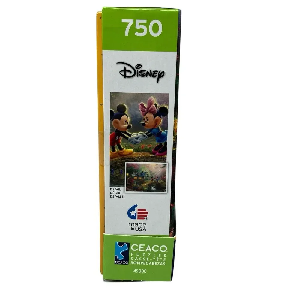 Disney Thomas Kinkade 750 Pc Puzzle Mickey Minnie Cottage Garden Scene‎ Romantic